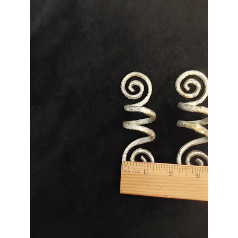 Silver Metal  Hand Forged Napkin Rings Set 4 Brutalist Rustic Primitive